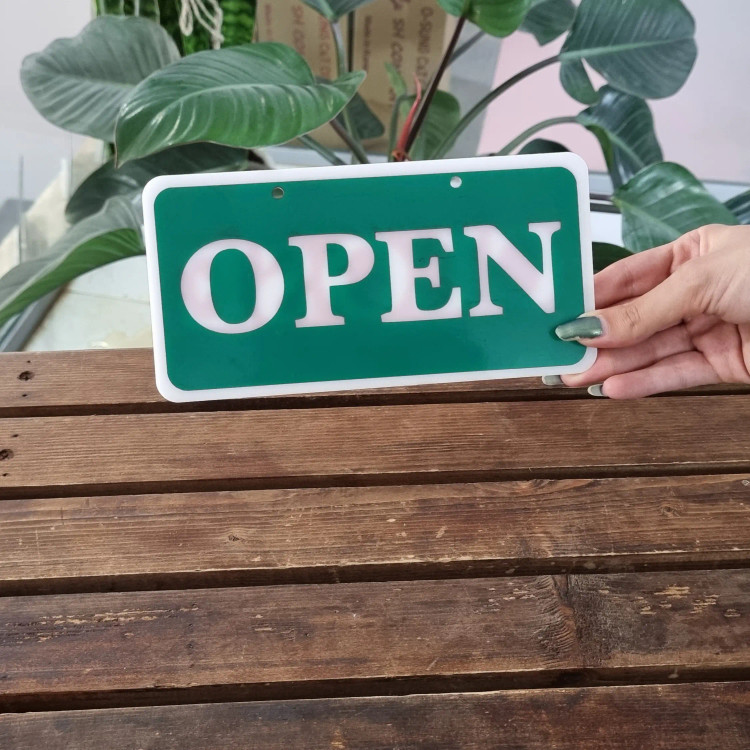 تابلو باز و بست سبز و قرمز دو رو طرح لاتین open / close