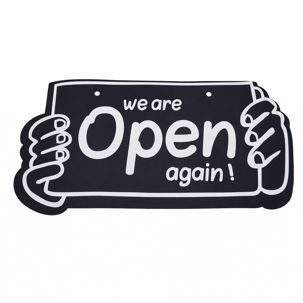 تابلو open / close طرح دست حکاکی دو رو  لاتین باز و بست