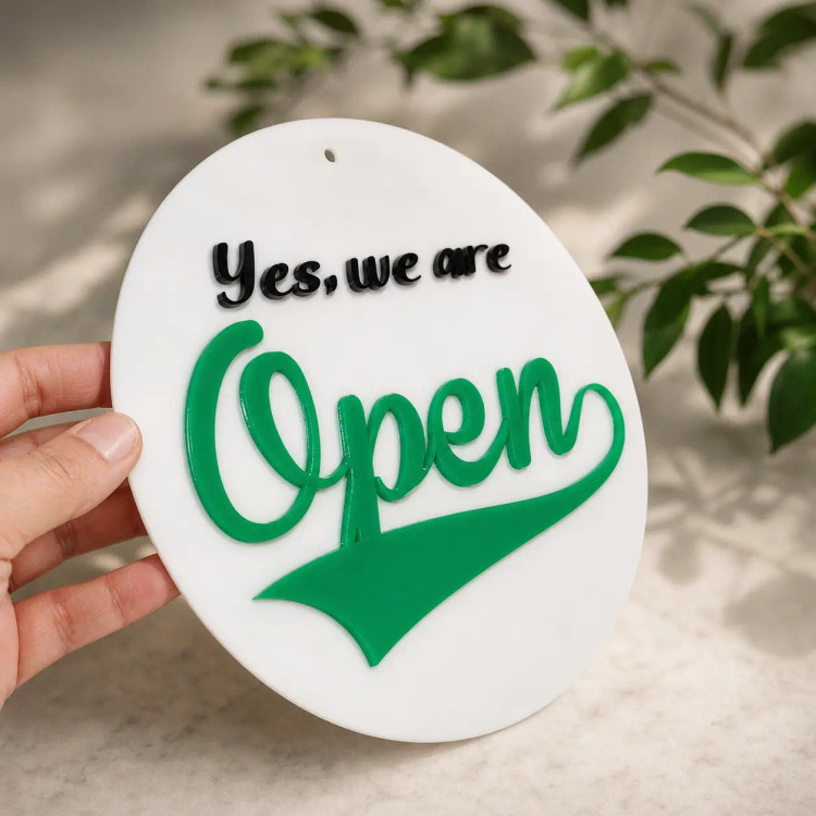 تابلو open / closed باز و بست حروف برجسته مدل دایره