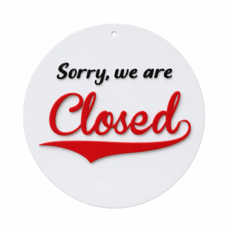 تابلو open / closed باز و بست حروف برجسته مدل دایره